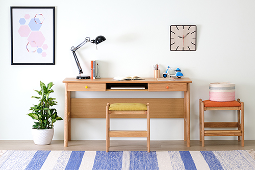 【SET】LEPTON DESK + STOOL(WO-NA+OR)+STOOL(WO-NA+YE) 3点SET