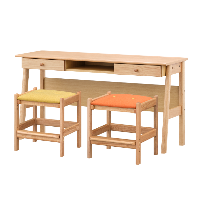 【SET】LEPTON DESK + STOOL(WO-NA+OR)+STOOL(WO-NA+YE) 3点SET